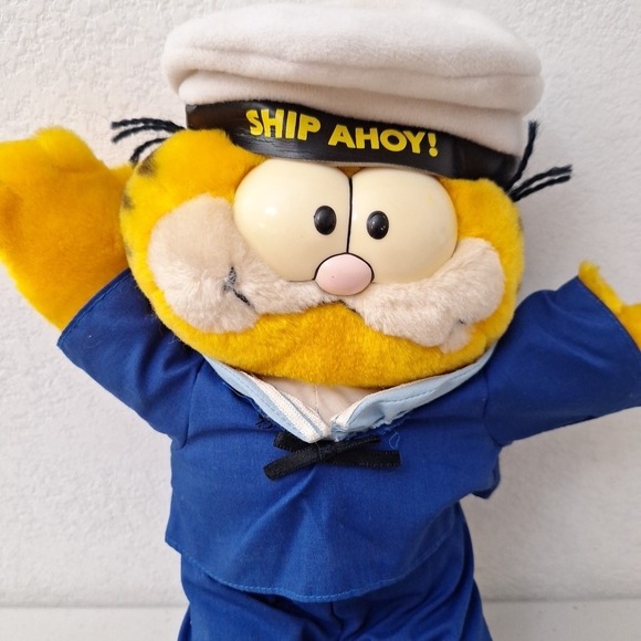RARE Vintage 1981 DAKIN Garfield the Cat Plush Sailor "SHIP AHOY!" 14" - Picture 3 of 8